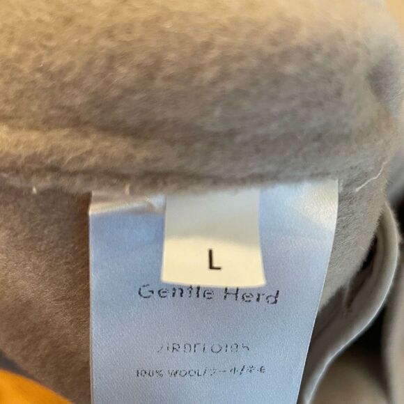 Gentle Herd Coat Womens L Cool Taupe Double Breasted Slim Fit Wide Collar Wool - Picture 4 of 8